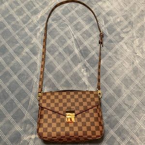 Brown Checkered Crossbody Bag